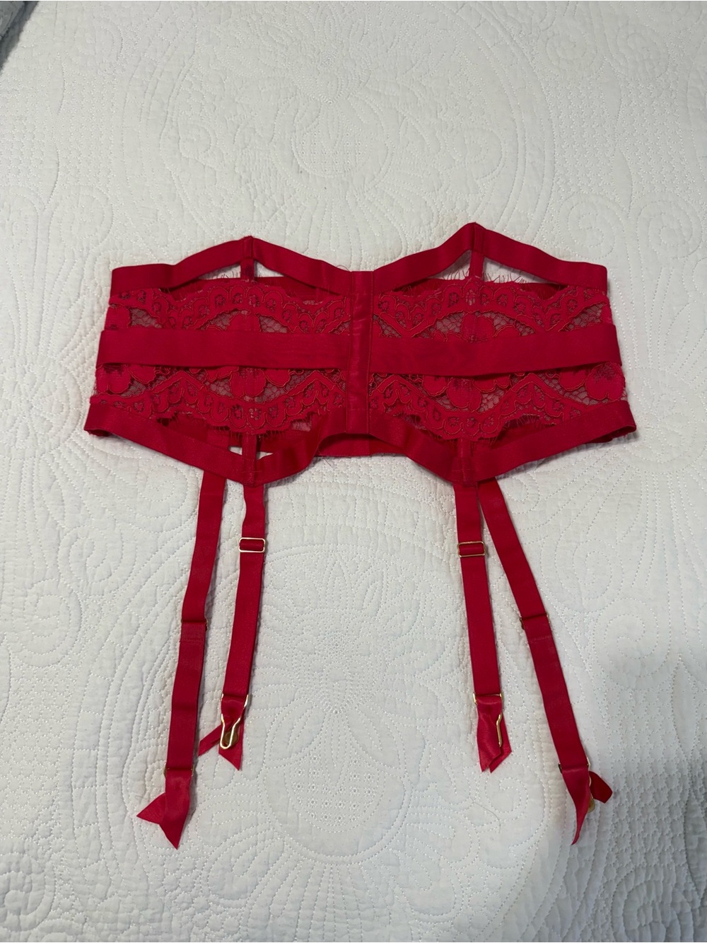 Victoria's Secret Red Lace Garter Belt Medium
